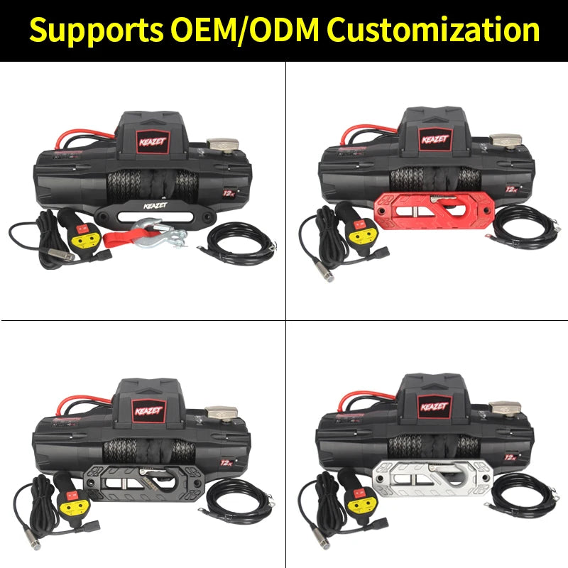 12000lbs Trailer Electric Winch Guide Towing Hook Sets Support OEM/ODM Trailer Hitch Car Synthetic Rope Winch Accessories 12V DC 3