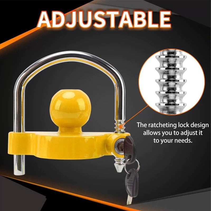 Heavy Duty Anti-Theft Trailer Coupler Lock Universal Adjustable Solid Steel Hitch Ball Security Rustproof Towing Device Parts 3