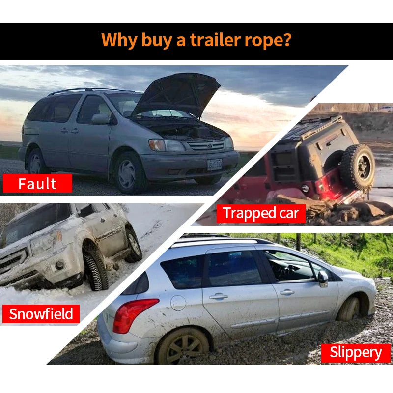 Off-road Forging S-hook 15 Ton Nylon Winch Tow Rope for Trailer Hitch Vehicle Towing Tools 4