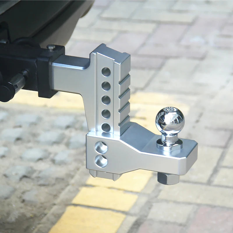 Aluminum Alloy 2inch Tow Ball Trailer Hitch 6inch Tow Arm 2inch Receiver Tow Hook Silver High Quality 6000LBS Off-road 6