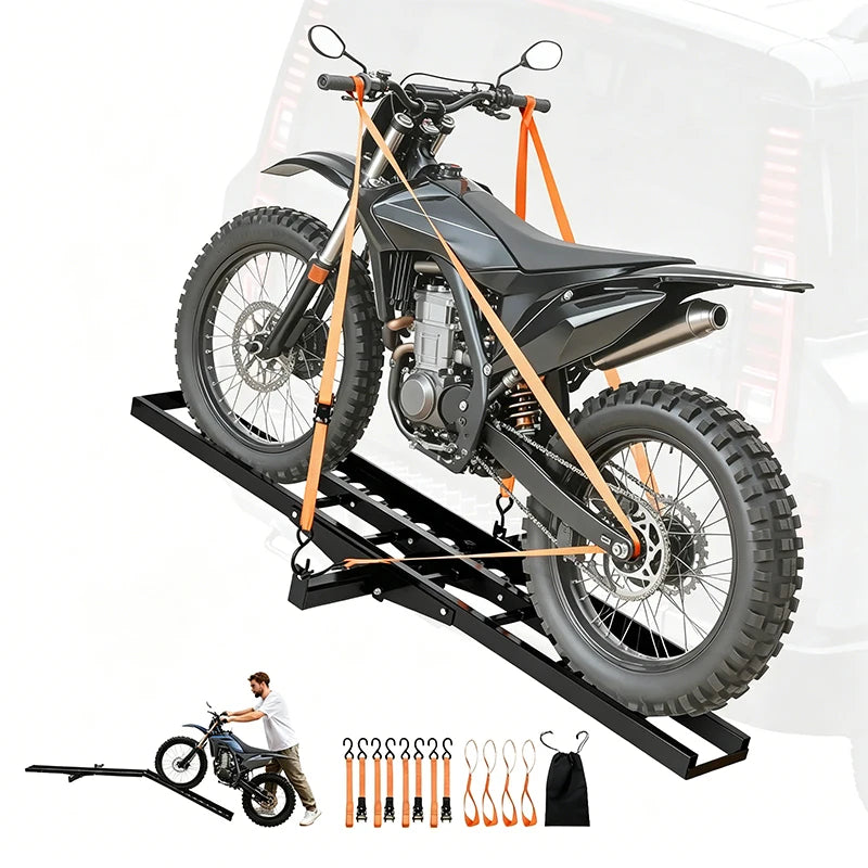 Heavy Duty 2 Inch Receiver Motorcycle Carrier Hitch Mount Tow Bar Motorcycle Transport Rack for Truck SUV Dirt Bike Scooter 2