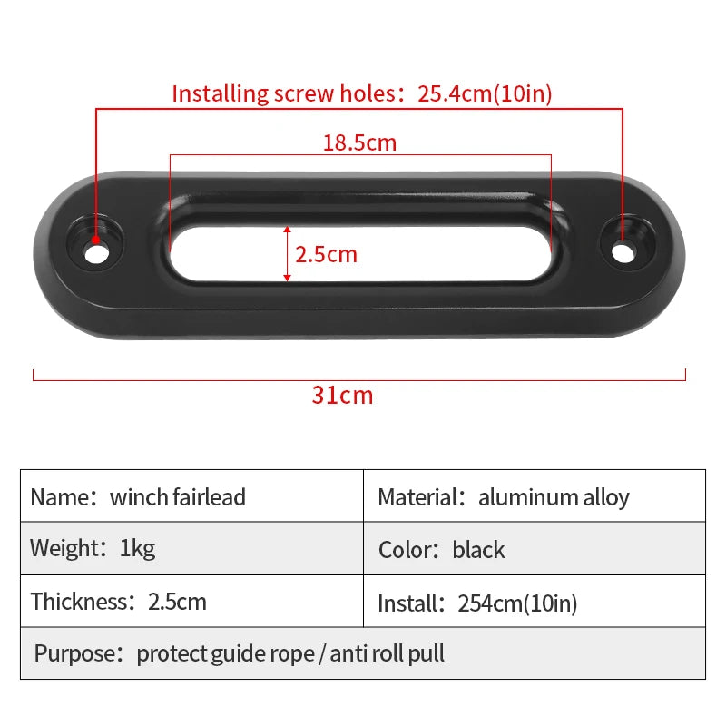 10 Inch Install Hole Aluminum Hawse Fairlead Parts Forged Winch Hook for 4x4 Recovery Winch Hook Trailer Hitch Car Accessories 4