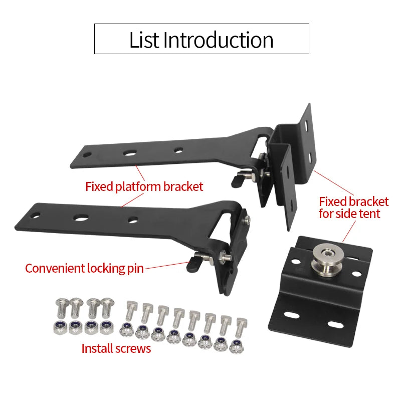 Universal 4x4 Off-Road Steel Car Awning Bracket Roof Rack Awning Mount Tent Bracket for Car Roof Luggage Rack Side Awning Holder 5