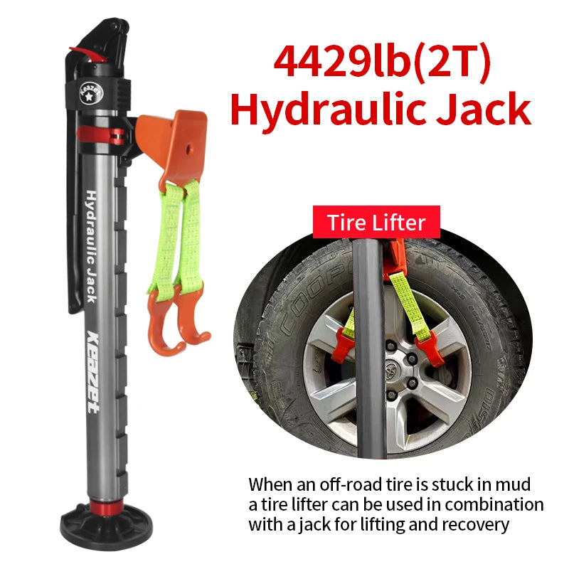 2 Ton 4400lb Manual Hydraulic Hi-Lift Farm Jack Long Stroke Trailer Hitch Car Jack Off-Road 4x4 Recovery Emergency Rescue Tool 1