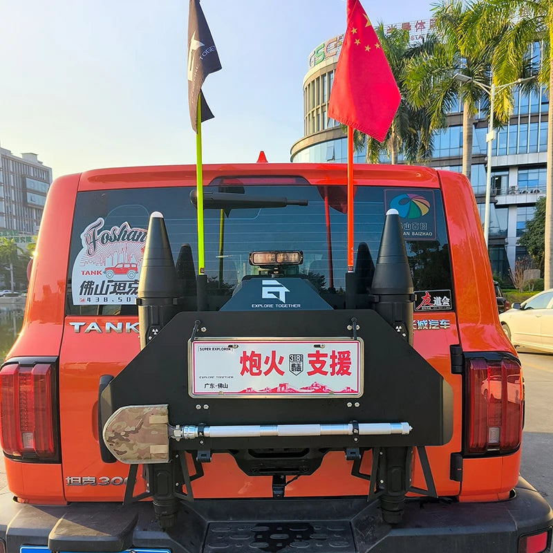Off-road 5L X 2 Missile Oil Drum Backpack Set Backpack With Engineer Shovel & Escape Board Trailer Hitch Accessories Water Tank 3