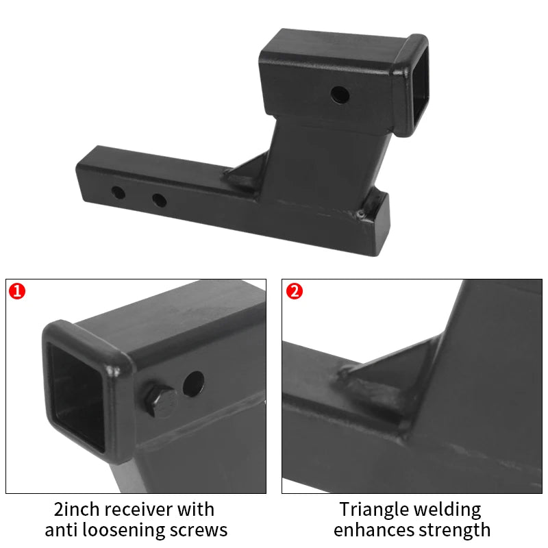 Heavy Duty Steel Trailer Towing Extender Spare Tire Parts Clearance Adapter for Rear Bumper Bike Rack Cargo Carrier Accessory 3