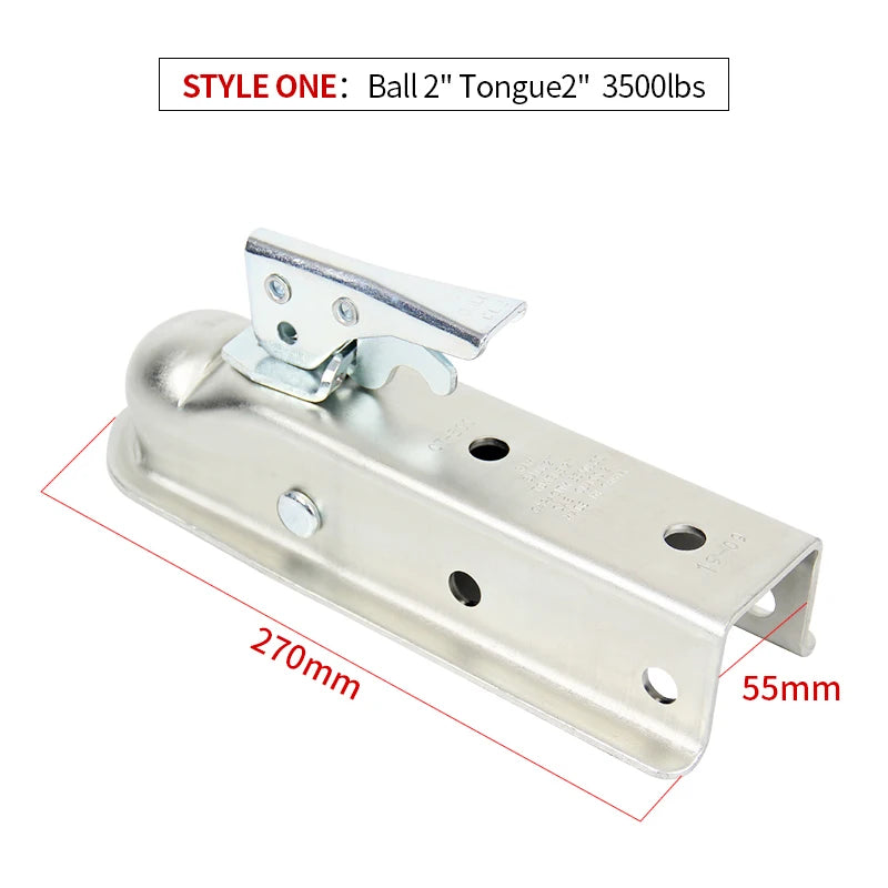 New High Quality 2" Ball Adjustable Tongue Steel Silver Trailer Ball Cover 3500lbs Connecting Hitch Camp Trailer Accessories Tow 3