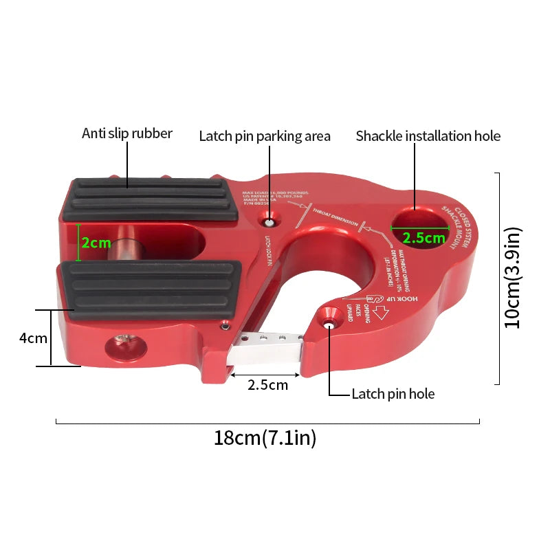 CNC Aluminum Forged Hawse Rope Fairlead With Towing Winch Hook ATV/UTV Trailer Hitch 4x4 Off-Road Recovery Winch Car Accessories 5