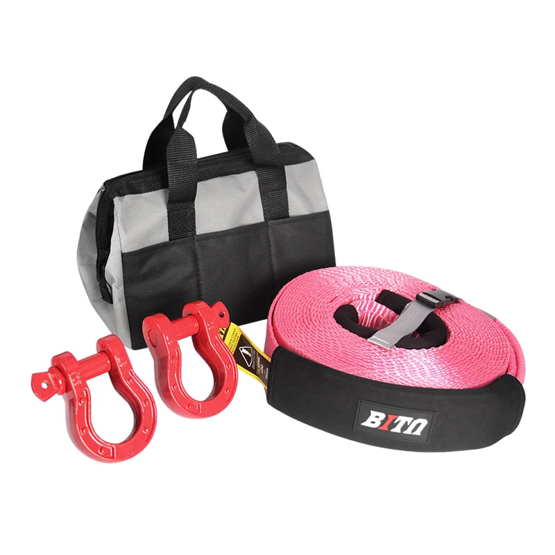 New 15 Ton Break Strength Heavy Duty Nylon Tow Strap Emergency Road Towing Trailer Parts Recovery Rope Trailer Hitch 1