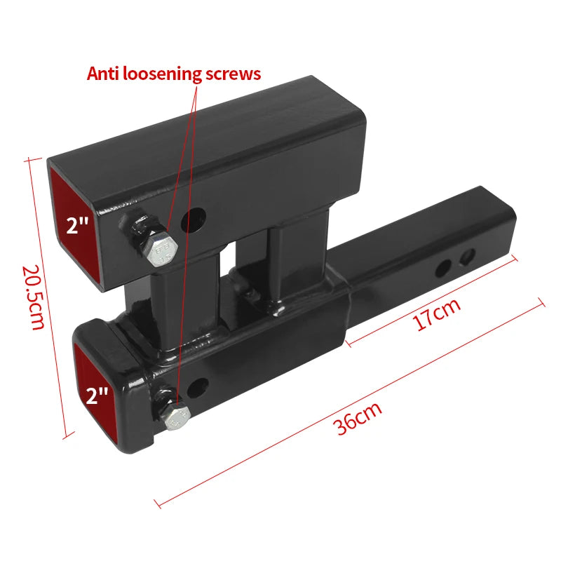 Trailer Hitch Heavy Steel Design Dual Tow Hitch Extension Receiver for a 2-inch Receiver 3