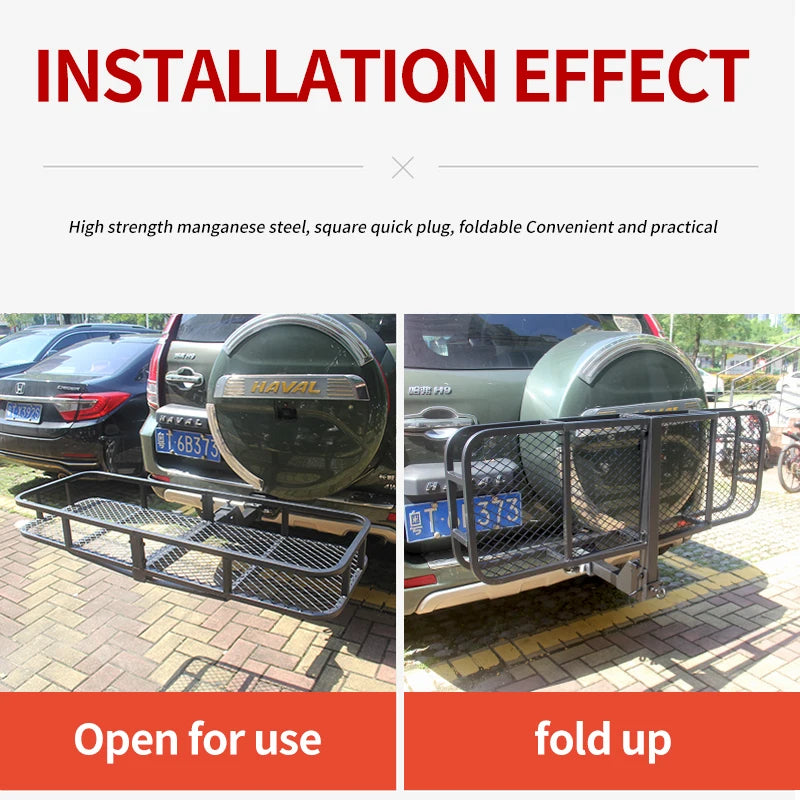 Enlarge Style Foldable Rear Luggage Basket 5X5cm Square Mouth Luggage Rack Cargo Carrier Trailer Hitch Camp Trailer Accessories 3