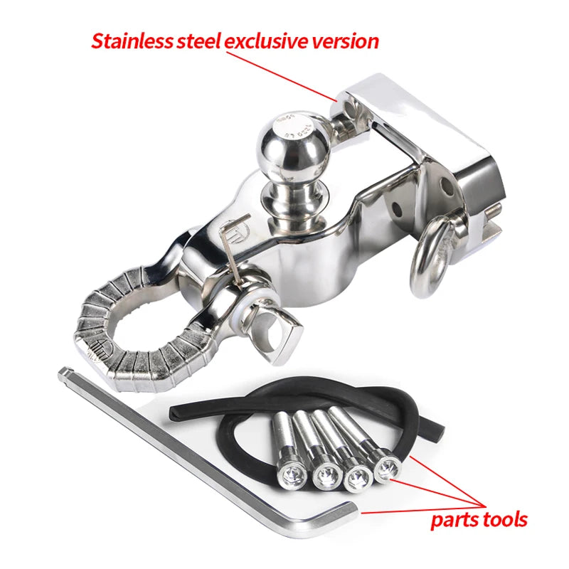 PRADO Car Stainless Steel Trailer Hitch With 50mm Ball and Separable Tow Hook Shackle Off-road Refit Accessories 2