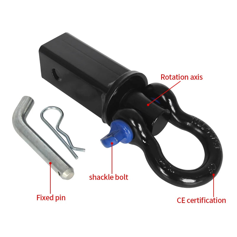 10000LBS Trailer Hitch With 3/4 Rotatable Shackle Arm for 2inch Receiver Car Rear Bumper Pintle Tow Hook Off-road Accessories 4