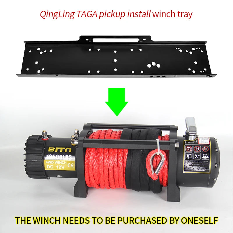 For Isuzu QingLing TAGA Pickup Truck Steel Winch Tray Bracket for Front Bumper Winch Mounting Rack Holder Frame Trailer Hitch 5