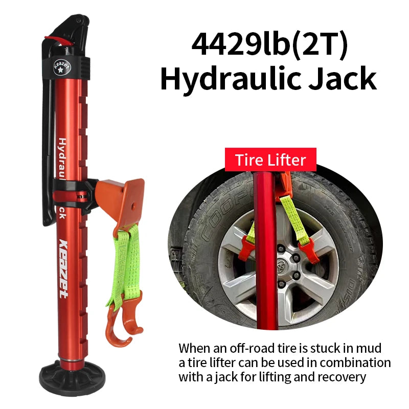 4x4 Offroad 2T Handle Lift Hydraulic Jack 4429LBS Monkey Climbing Rod Trailer Hitch Camp High Lift Adjustable Hydraulic Jack 1