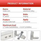 Adjustable Height Double Towing Ball Head Car Trailer Hitch Aluminum Alloy Forged Trailer Parts & Car Tow Hook Accessories 5