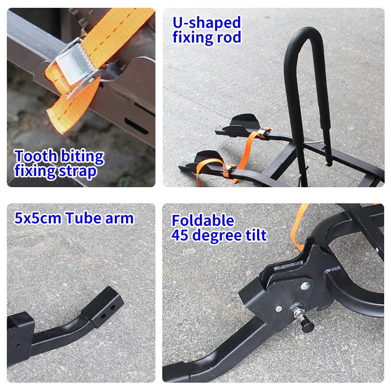 Foldable Bike Car Transport Racks Multiple Bike Car Carrying Square Mouth Quick Insertion Rear Hanging Trailer Hitch Accessories 6