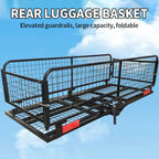 High Guardrail Folding Luggage Basket Car Luggage Frame Hitch Rack for Travel Camping SUV Trailer Hitch Camp Trailer Accessories 2