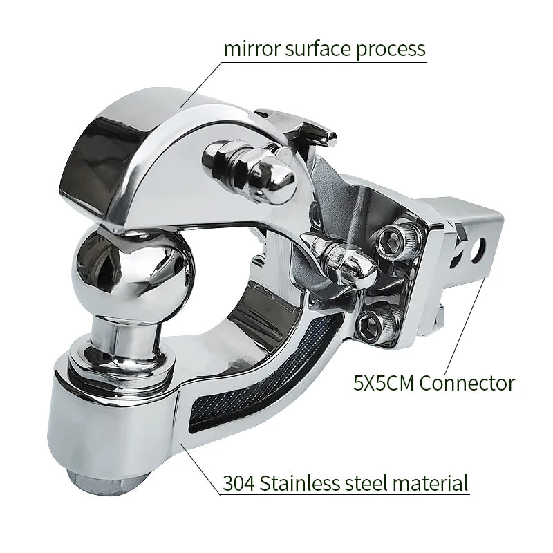 Mirror Surface Process 304 Stainless Steel Trailer Hook Match 2inch Receiver Refit Parts Trailer Hitch Camping Car Accessories 2