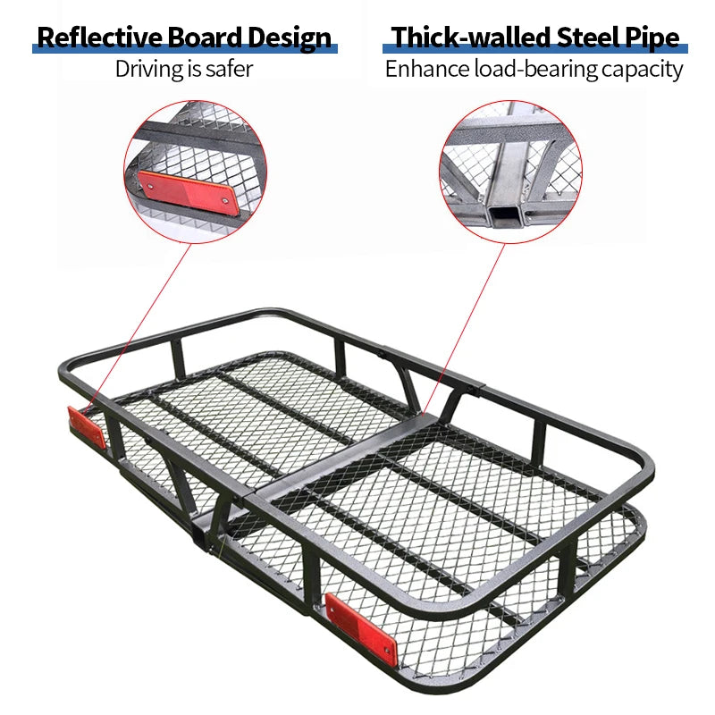 SUV Rear Luggage Compartment Foldable Mesh Large Capacity Outdoor Travel Basket Rack Trailer Hitch Camp Trailer Accessories 4