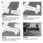 New Heavy Duty Steel Black 2-1/2inch Trailer Arm Tri Ball Hitch for GMC Sierra 2500 18500LBS Load Capacity 6