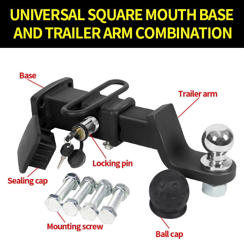 85x45mm Install Base and 2-inch Trailer Hitch Ball Off-road Refit Tow Hook Parts Trailering Arm Car Accessories 6