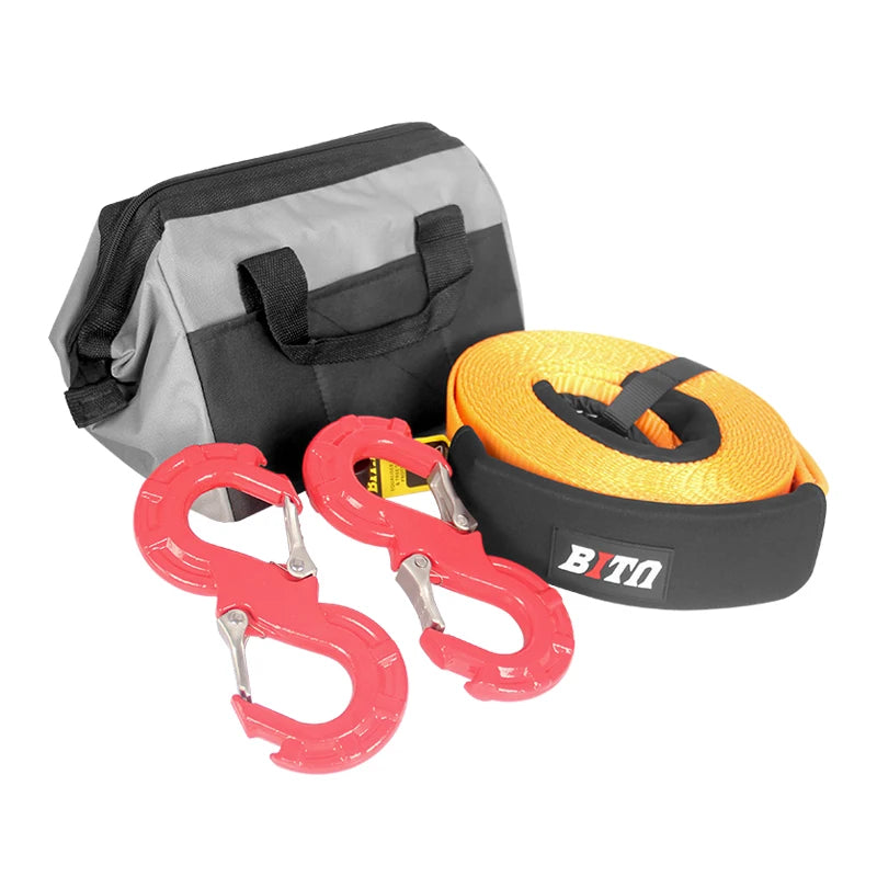 Off-road Forging S-hook 15 Ton Nylon Winch Tow Rope for Trailer Hitch Vehicle Towing Tools 1
