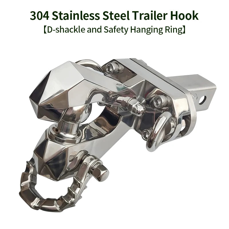 Stainless Steel Trailer Hook Match 2in Receiver Handing Ring and Safely Shackle Parts Trailer Hitch Arm Camping Car Accessories 1