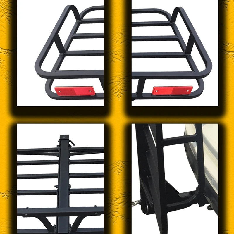 Hollow Foldable Rear 2inch Receiver Outdoor Travel Luggage Frame Kit Trailer Basket Rack Trailer Hitch Camp Trailer Accessories 5