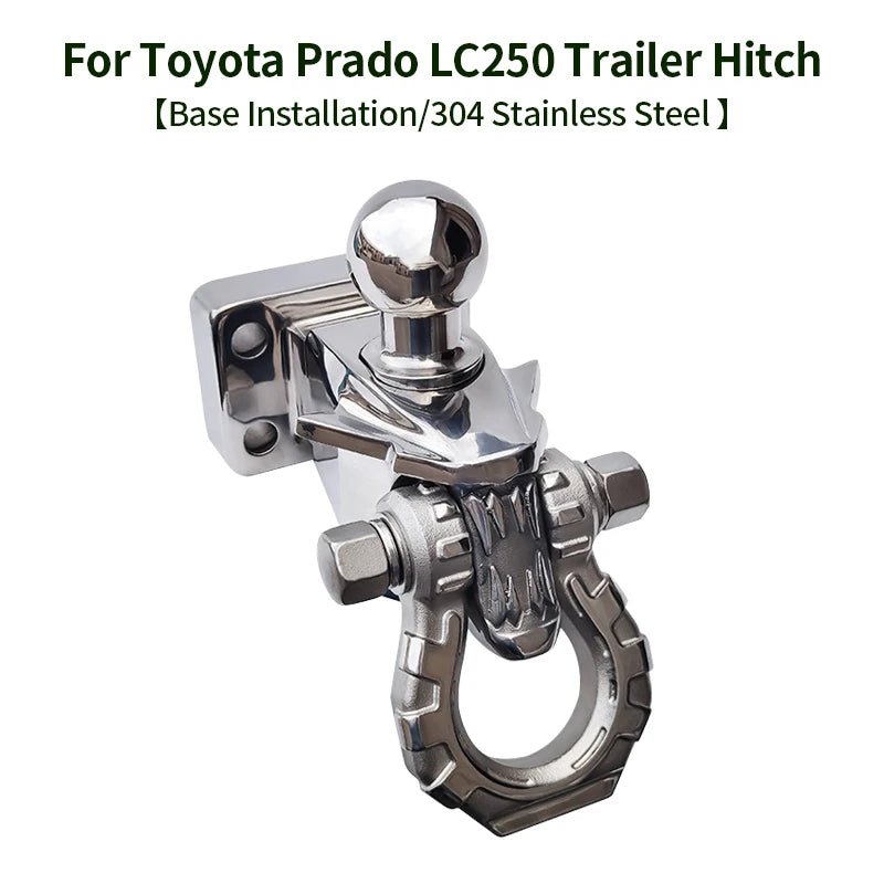 304 Stainless Steel Tow Hook for Prado LC250 Dragon's Tooth Design with Tow Ball Trailer Hitch Base Off-road Car Accessories 1