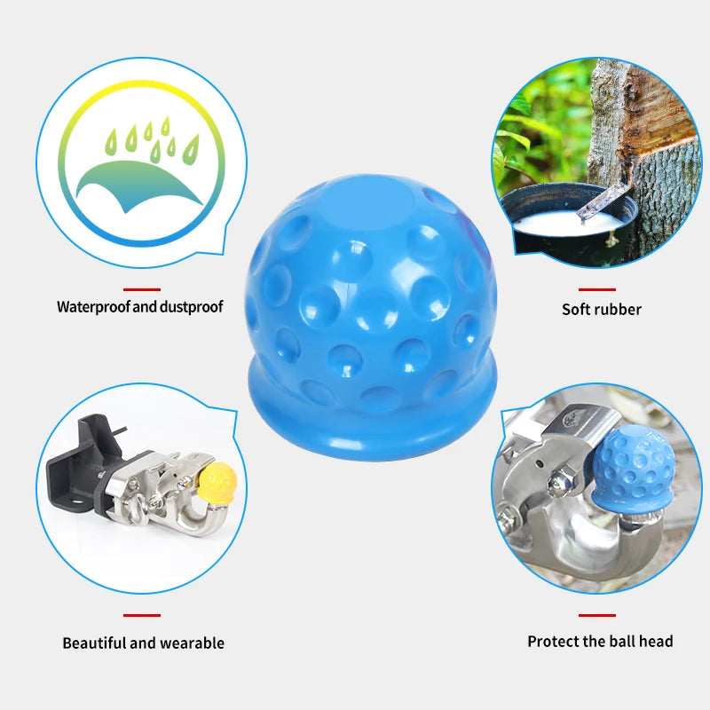 ABS 50mm 2inch Rubber Trailer Ball Head Cover Trailer Ball Head protection Cover Trailer Ball Cover Parts Trailer Hitch Tow Hook 3