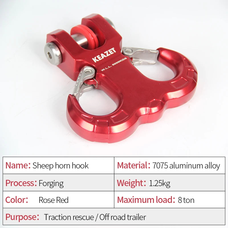 Aluminum Alloy Trailer Hitch Sheep Horn Shape Tow Hook Forge 8 Ton Vehicle for Towing Rescue Car Trailer Hooks Accessories 5