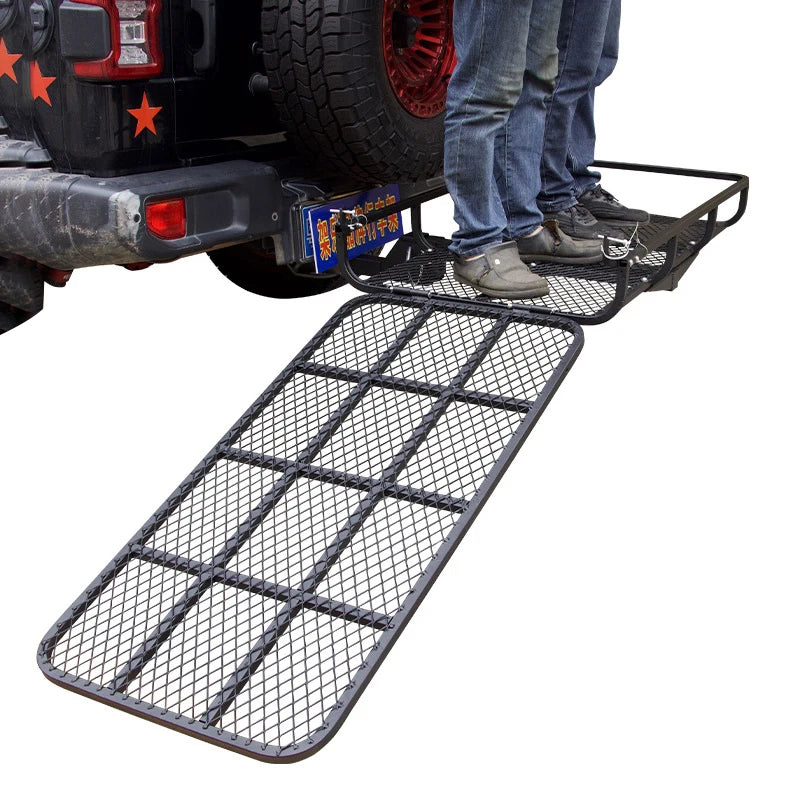 Folding Rear Trunk Cargo Carrier Basket, Hitch Mount Luggage Rack for Travel Camping SUV Trailer Hitch Camp Trailer Accessories 5
