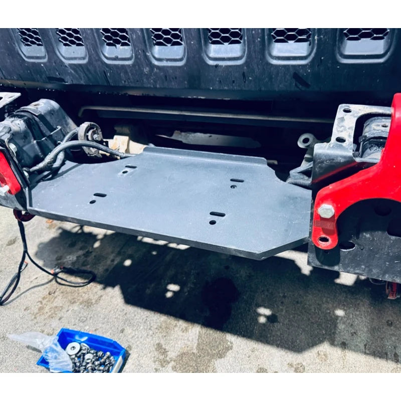 For 07-17 Jeep Wrangler JL JK JT Steel Winch Tray Bracket Parts Winch Mounting Rack Holder Frame Trailer Hitch Car Accessories 5