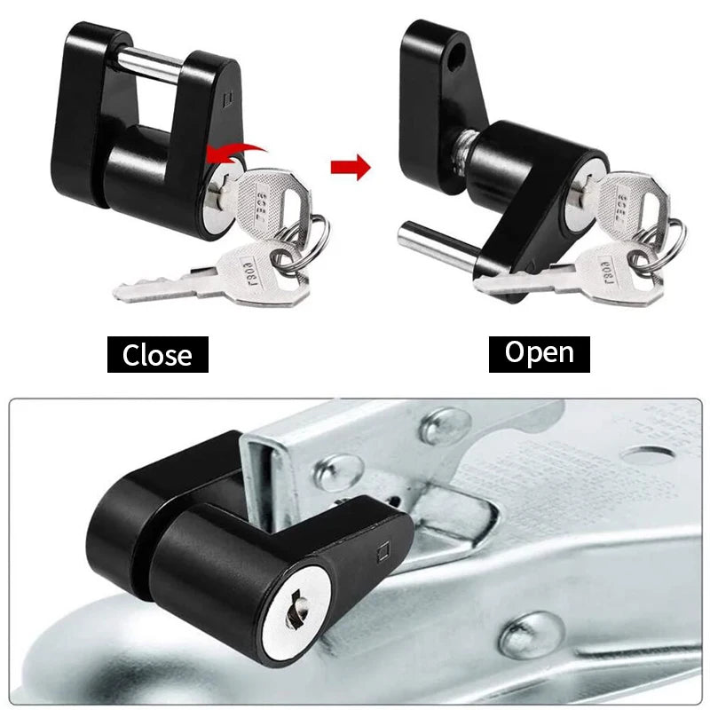 1/4 Inch Anti-Theft Trailer Coupler Lock Universal Trailer Lock Hitch Ball Security Rustproof Trailer Parts & Accessory OEM 4