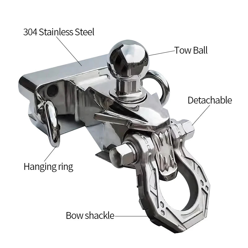Stainless Steel Towing Hook for 2025 Tank500 Dragon's Tooth Design with Tow Ball and Shackle Trailer Hitch Base Car Accessories 2