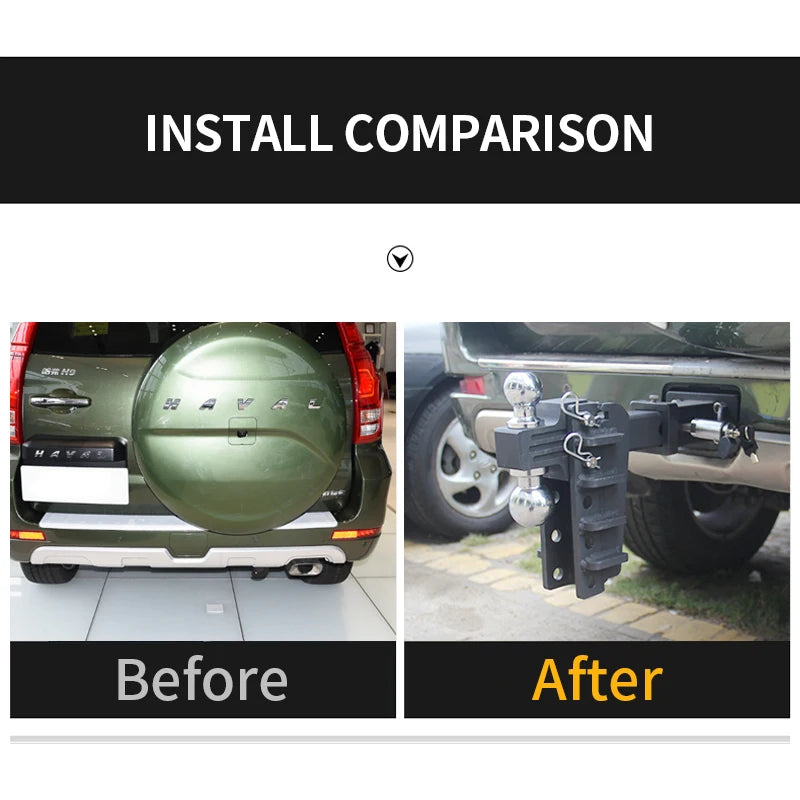 Adjustable Trailer Hitch Dual Ball Mount with 2" & 2.5" Balls 3-Level Height Adjustable Removable Towing Hitch for Trucks SUV 3