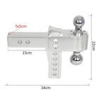 6inch Adjustable Aluminum Alloy Trailer Hitch Dual Ball Mount for 2 Inch Receiver up and Down Height Adjustable Car Towing Hitch 3