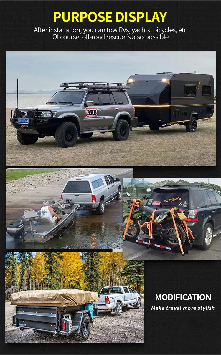 For Prado Car Tow Bar Caravan Steel Trailer Rear Bumper Towing Hook Offroad Parts Tow Hitch Vehicle Trailer Hitch Accessories 5