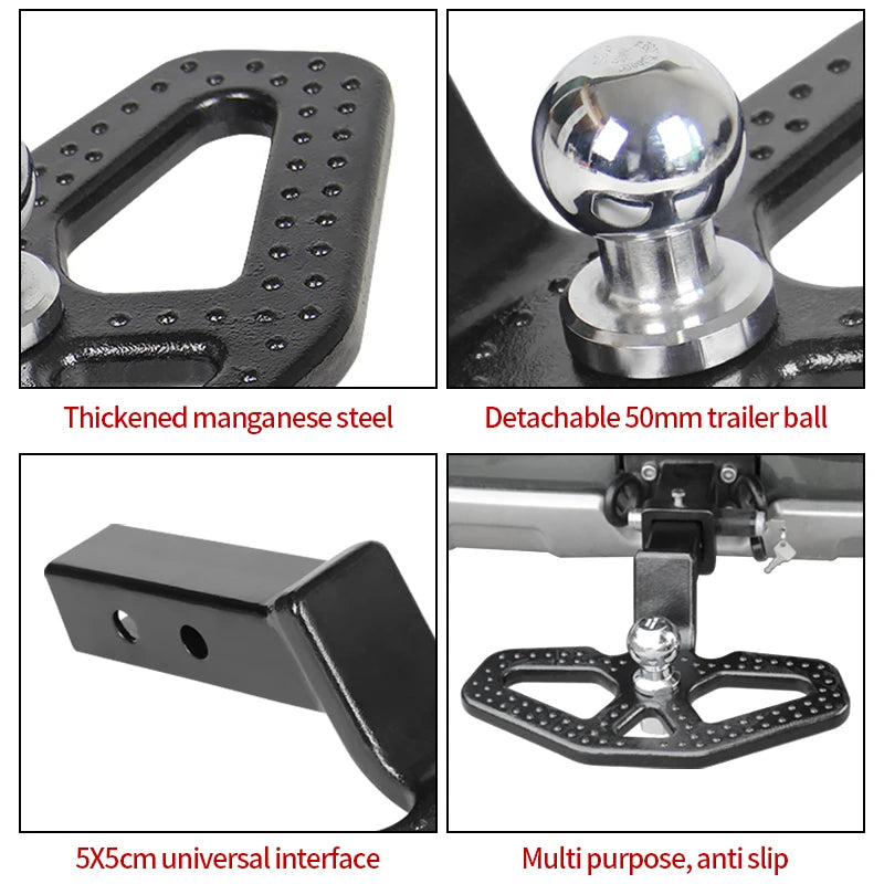 2inch Receiver for Rear Bumper Trailer Hitch Foot Pedal with 50mm Ball Tow Hook Refit Parts Off-road Car Accessories 4