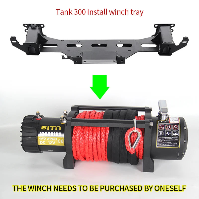 For Great Wall Tank 300 Steel Winch Tray Bracket Parts Trailer Hitch Winch Mounting Rack Holder Car Winch Cradle Accessories 6