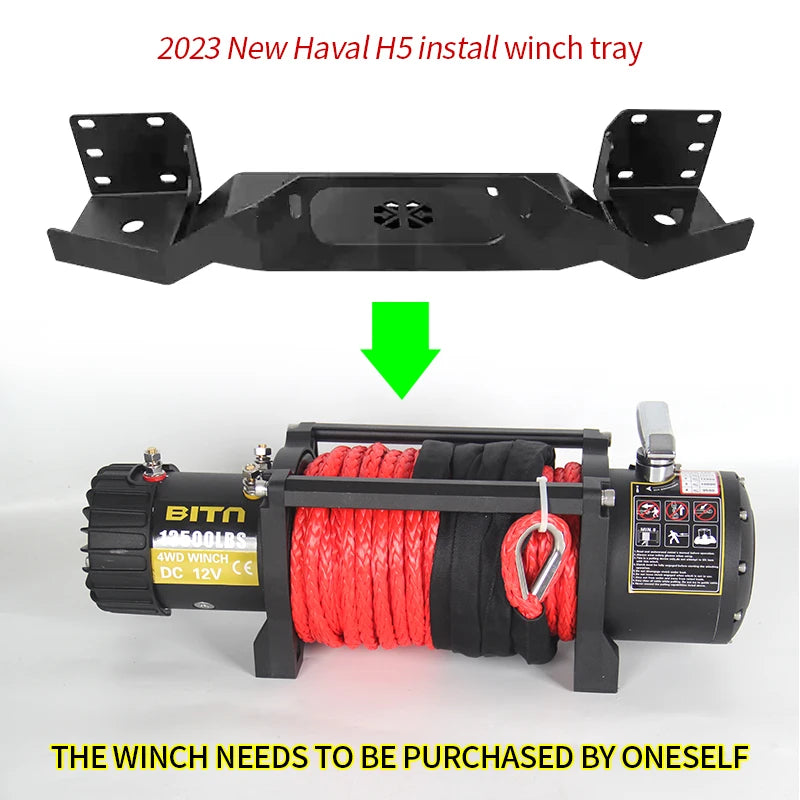 2023 New Haval H5 Steel Front Bumper Winch Tray Bracket Parts Winch Mounting Rack Holder Trailer Hitch Frame Car Accessories 2