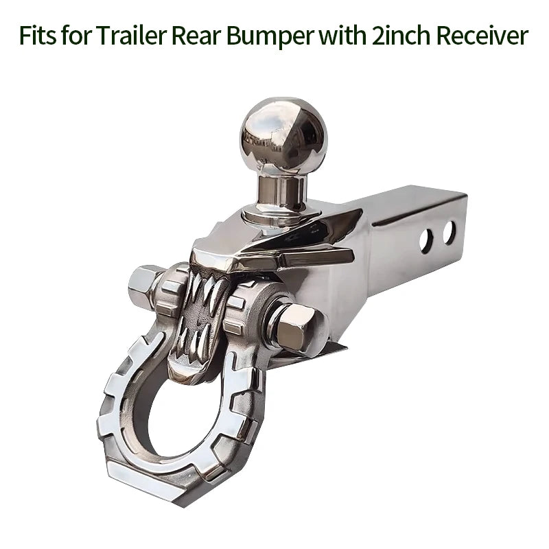 Trailer Dragon's Tooth 304 Stainless Steel Towing Solid Hook with Bow Shackle and Forged Tow Ball Trailer Hitch Arm Car Parts 3