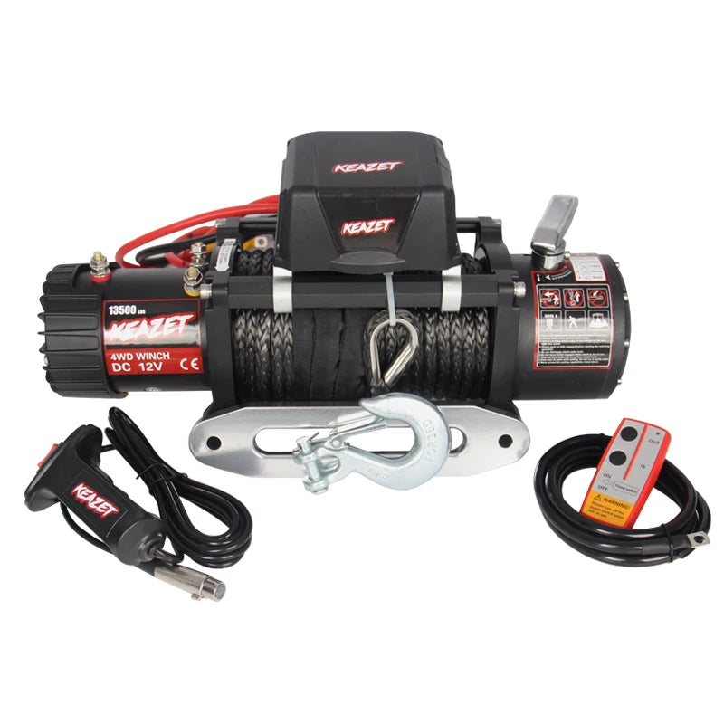 4x4 Off-Road Trailer Electric Winch 12V 13500lbs Car Mounted Winch With Guide Hook Copper Motor Trailer Parts Car Accessories 1