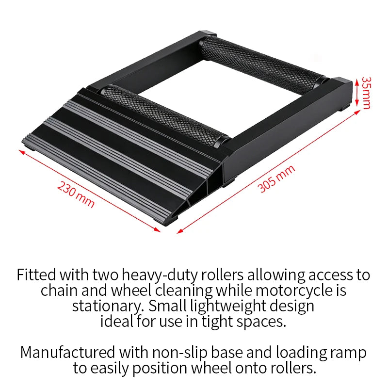 Aluminum Motorcycle Roller Stand with Loading Ramp Non Slip Base Motorcycle Cleaning Maintenance Tool for Workshop Repair Parts 3