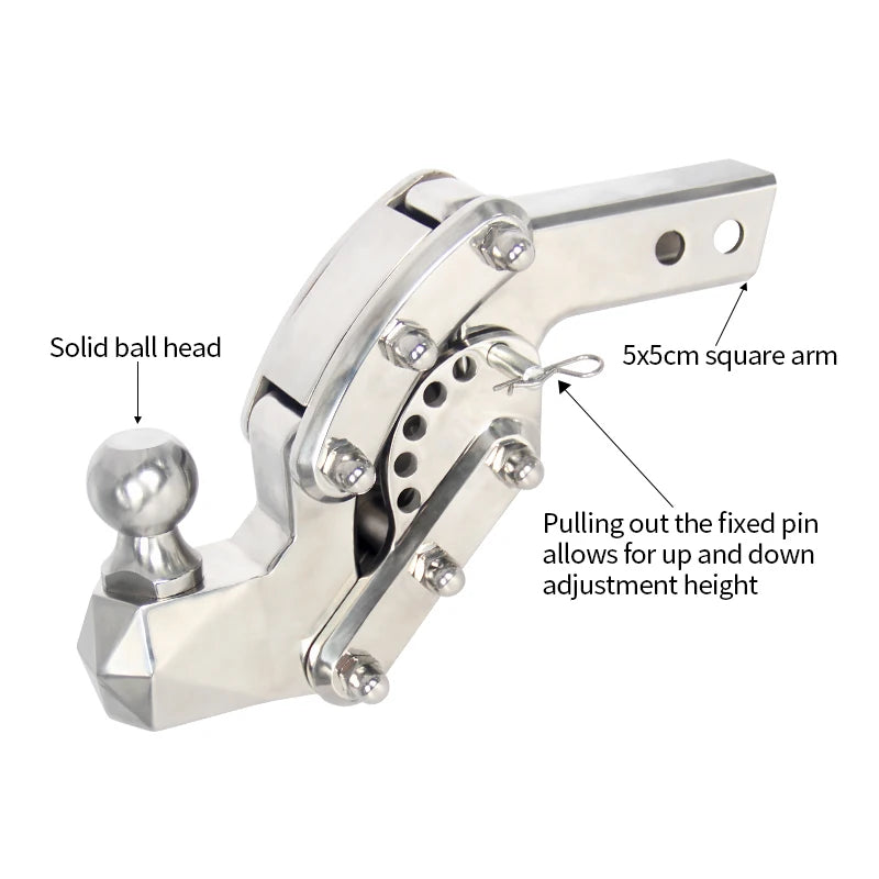 Stainless Steel Adjustable 5X5 CM Quick Insertion Square Tube Arm Trailer Hitch Off--road Refit Parts Tow Hook Car Accessories 2