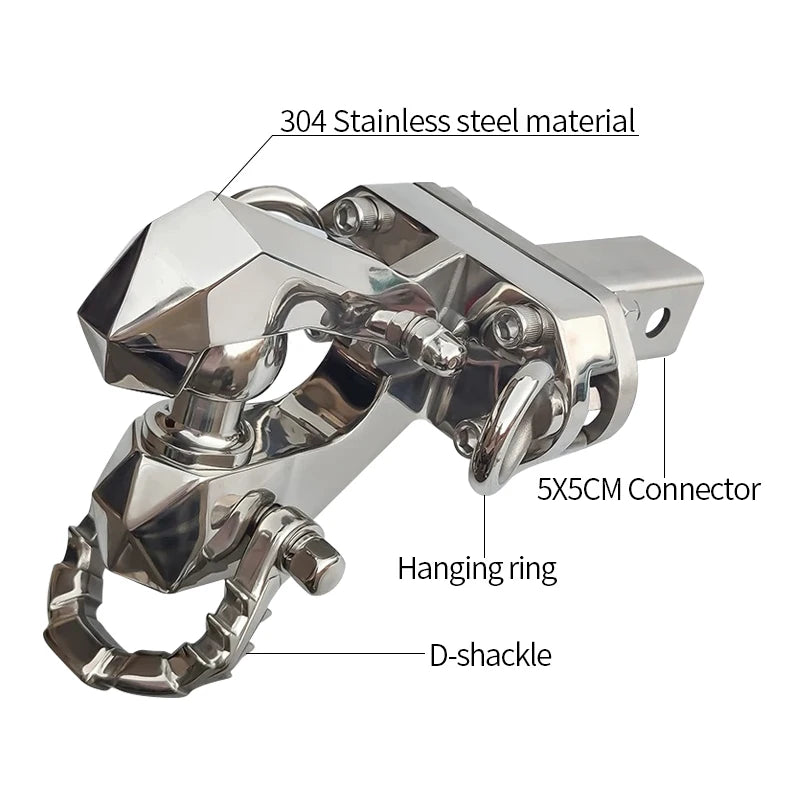 Stainless Steel Trailer Hook Match 2in Receiver Handing Ring and Safely Shackle Parts Trailer Hitch Arm Camping Car Accessories 2