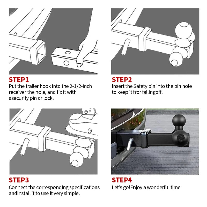 Fits for Ram3500 Heavy Duty Steel Tri-Ball 2-1/2 Inch Trailer Hitch Maximum Load 18500LBS Tow Hook RefitParts Car Accessories 3