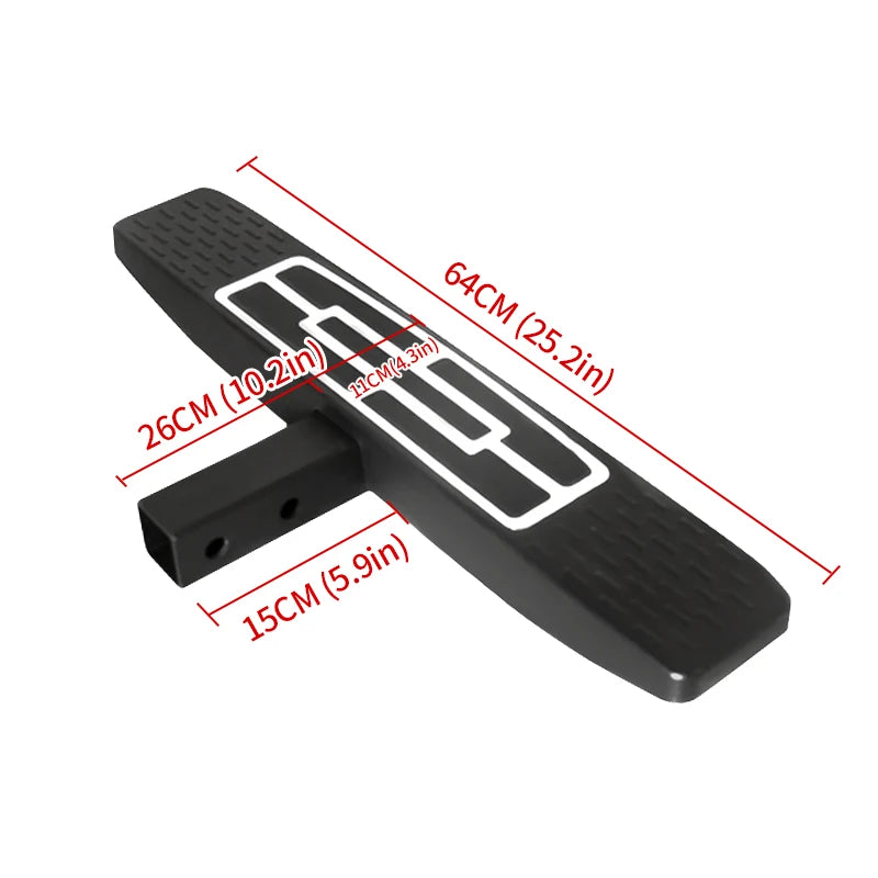 New Black Rear Bumper American Square Foot Pedal Applicable 2-inch Trailer Hitch Steel+ABS 200kg Max Payload Off-Road 4