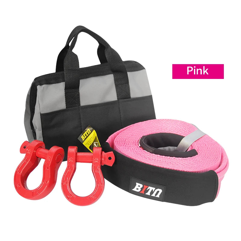 New High Load 15 Ton 9m 75mm Nylon Trailer Rope Winch U-Shackle Tow Hook Off-road Rescue Hitch Camp Car Accessories 3